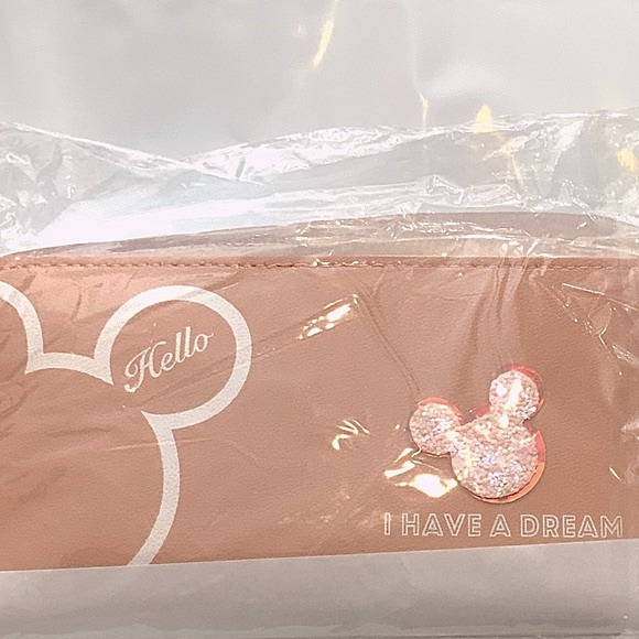 Minnie Mickey Mouse Wristlet Clutch Convertible Long Wallet Dusty Pink - Picture 10 of 16